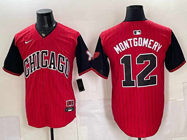Men's Chicago White Sox #12 Colson Montgomery Red/Black 2025 City Connect Limited Stitched Baseball Jersey